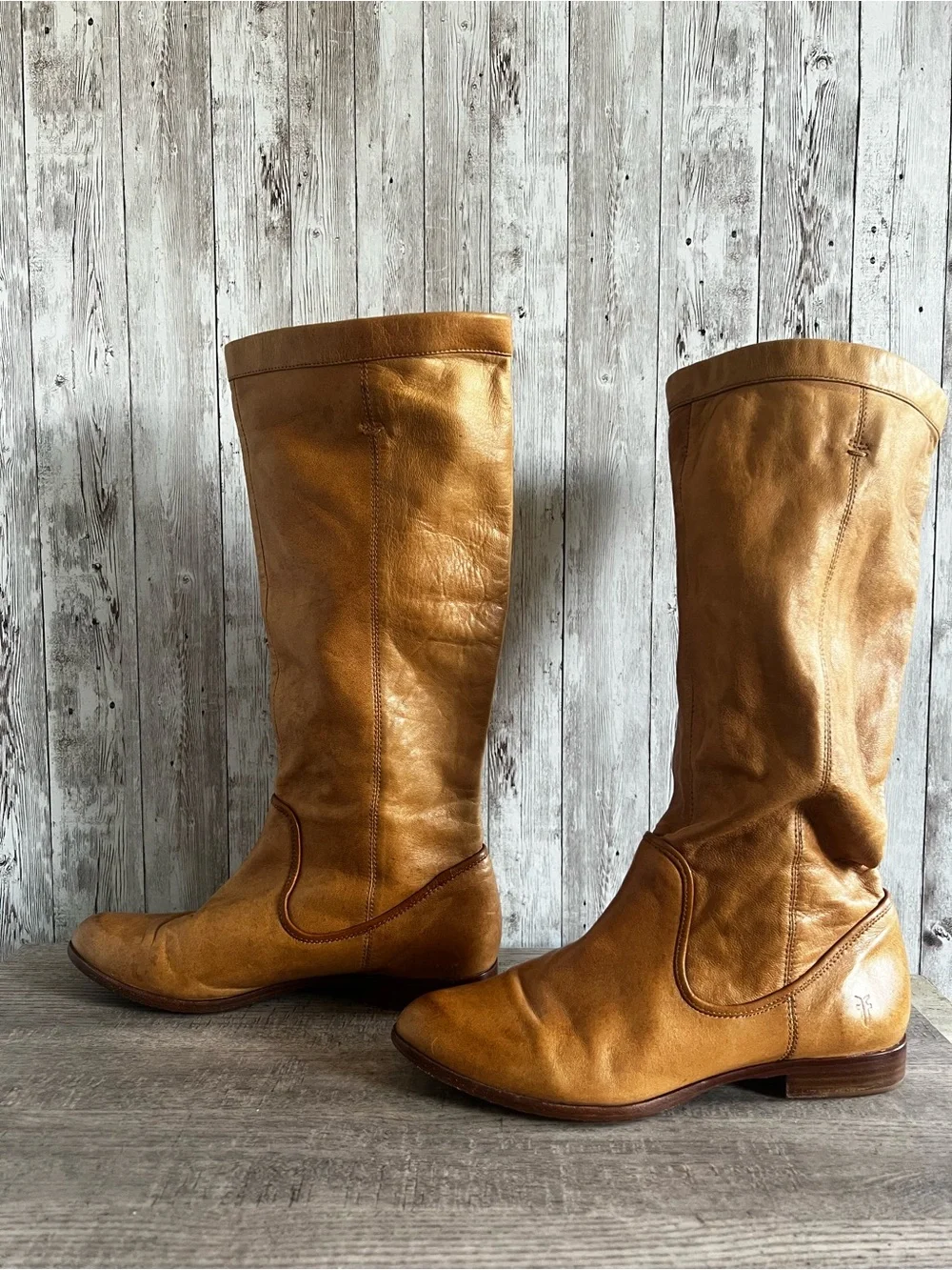 Frye Cindy Slouchy Women's Tall Leather  Boots in Cognac Tan Size 7